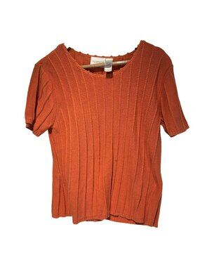 Liz Claiborne Sweater Women's Large Top Blouse Shirt Large Chunky Orange